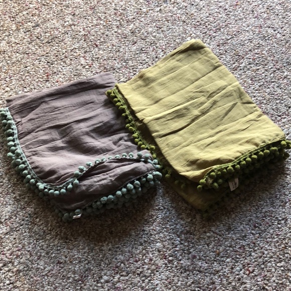 Natural Life boho cotton scarves with Pom Pom edging
